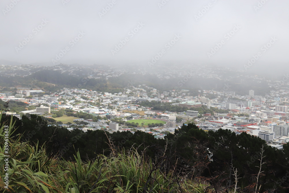 Paysage urbain sous la brume à Wellington, Nouvelle Zélande