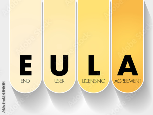 EULA - End User Licensing Agreement acronym, technology concept background