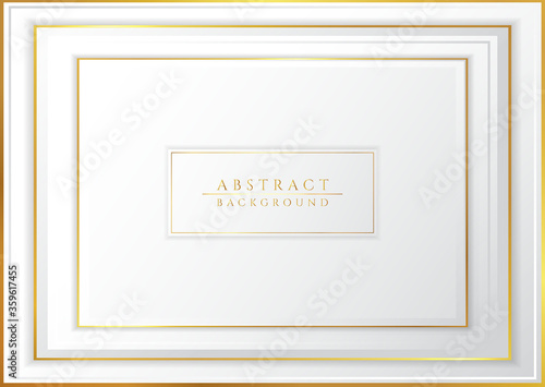 Premium overlap layer white background gold metallic border color luxury concept
