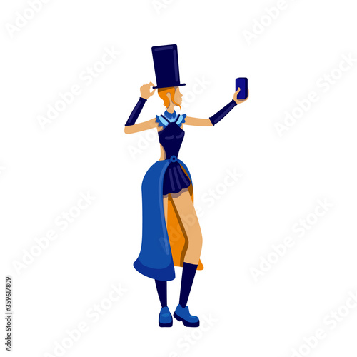 Vintage costume flat color vector faceless character