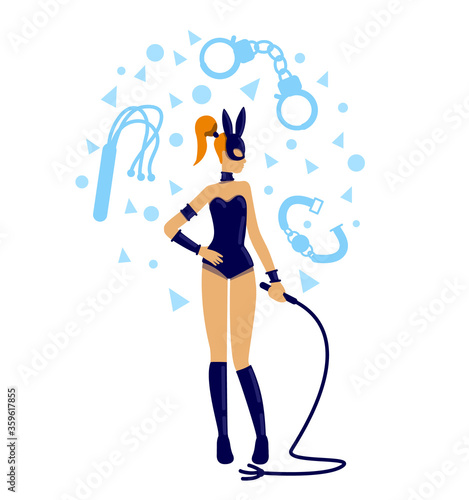 BDSM mistress flat concept vector illustration