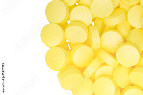 Heap of pills isolated on white background