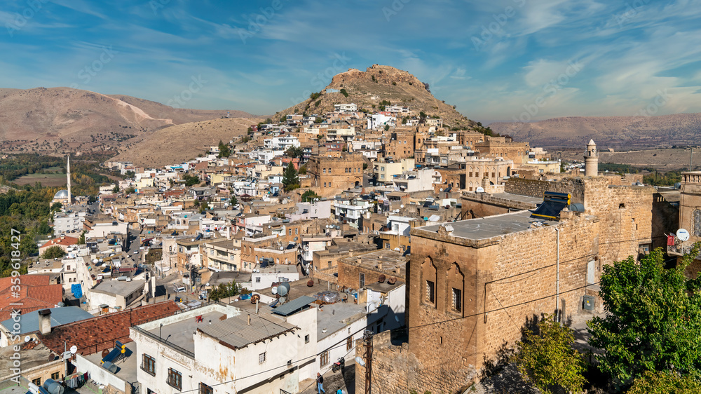 Town of Savur with old stone houses on a hill, Mardin, Turkey.