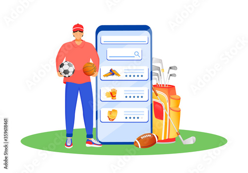 Mobile app for sportswear flat concept vector illustration