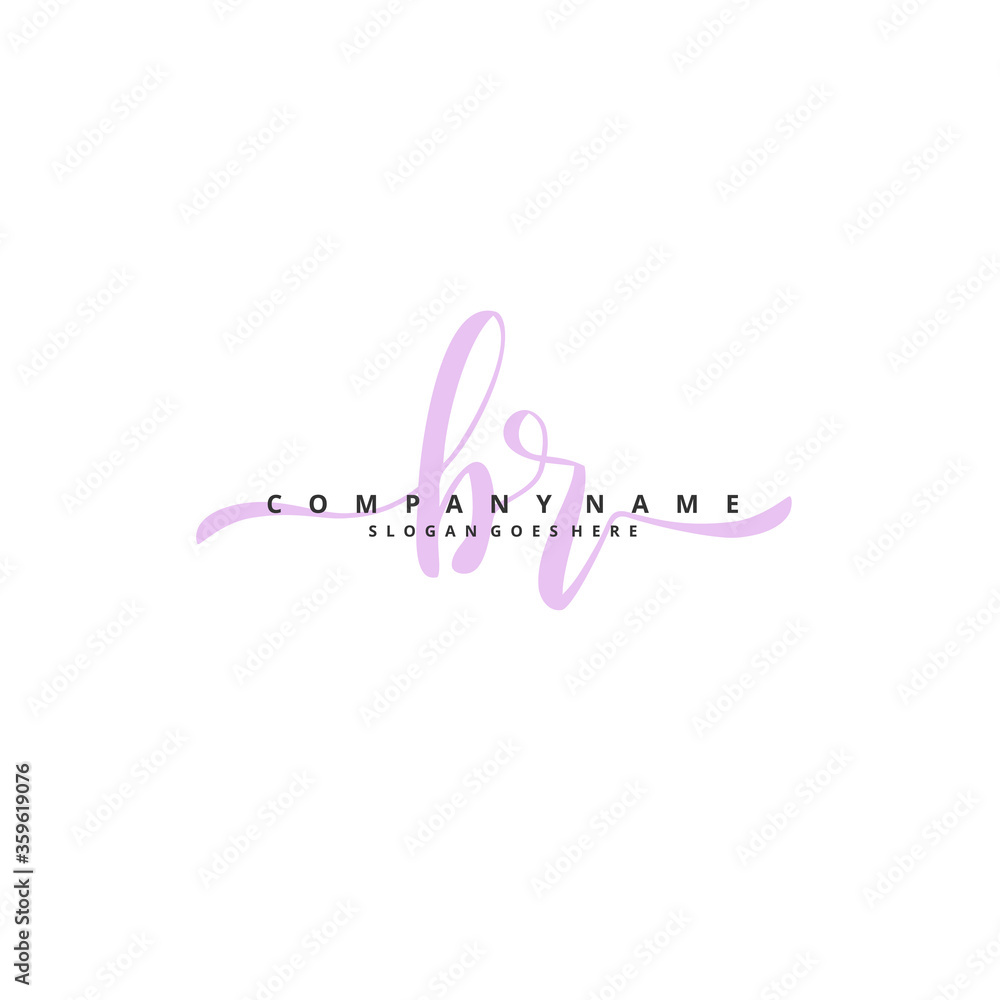 B R BR Initial handwriting and signature logo design with circle. Beautiful design handwritten logo for fashion, team, wedding, luxury logo.