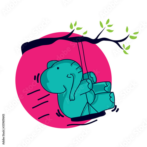 Coloring book for kids and adults decorative cartoon elephant
