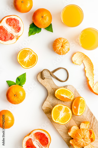 Orange juice with grapefruit mix top view