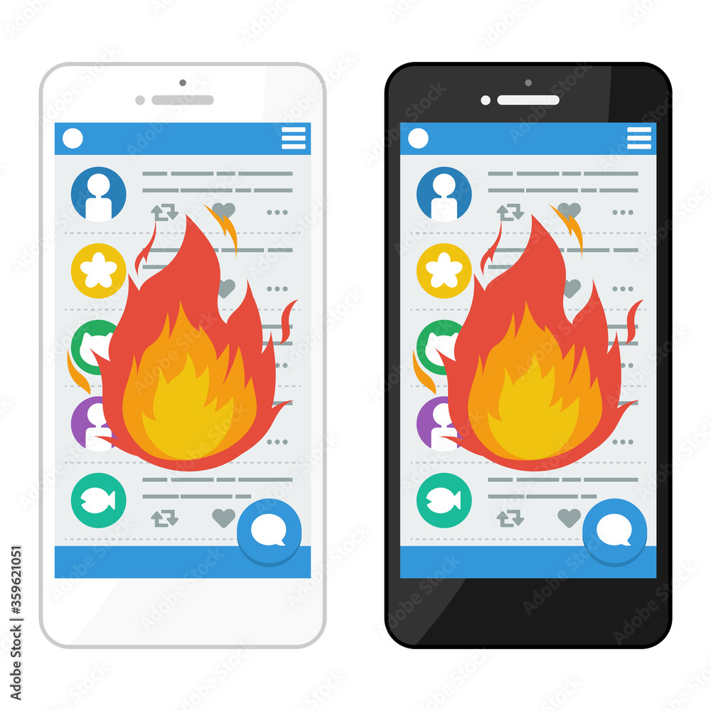 スマホ スマートフォン Sns炎上画面 セット イラスト Stock Vector Adobe Stock スマホ スマートフォン Sns炎上画面 セット イラスト Stock Vector Adobe Stock