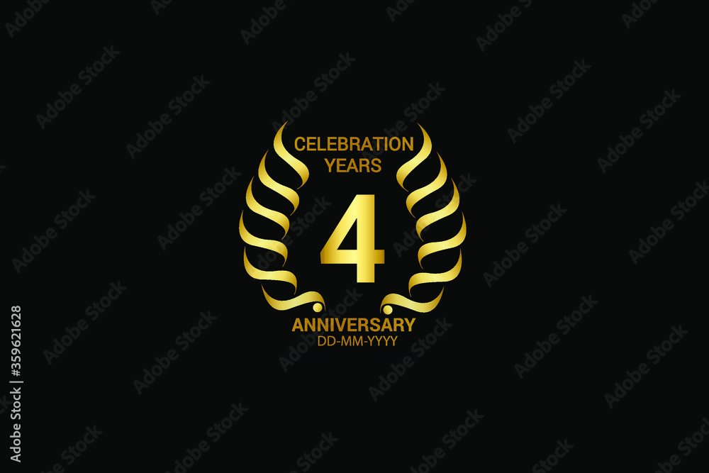 Fototapeta premium year minimalist logo years, jubilee, greeting card. Birthday invitation. Sign wings Line Gold space vector illustration on black background - Vector