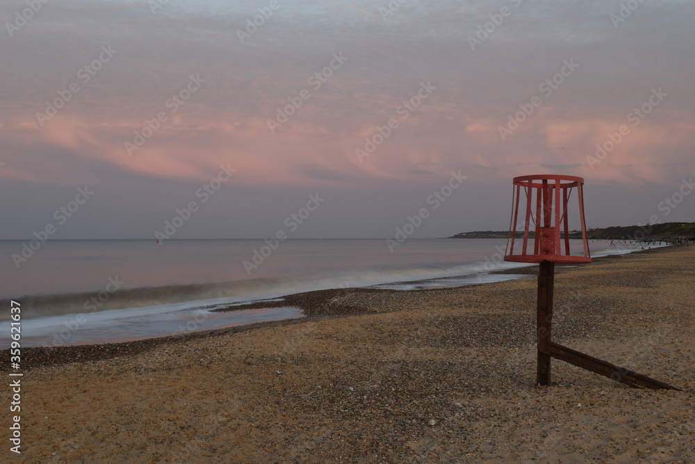 Sunset/dusk at Gorleston beach, Norfolk, UK