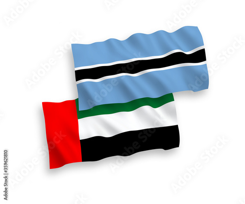 Flags of Botswana and United Arab Emirates on a white background