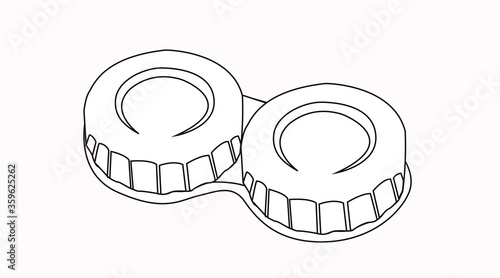 Vector Isolated Black and White Illustration on a Contact Lenses Case