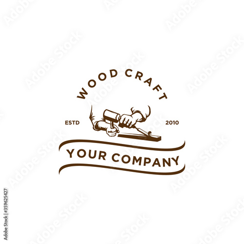 wood craft vintage logo vector