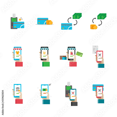 flat icon smartphone for finance and banking illustration set