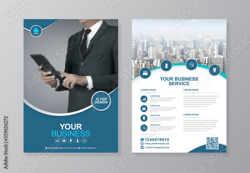 Corporate business cover and back page a4 flyer design template for print