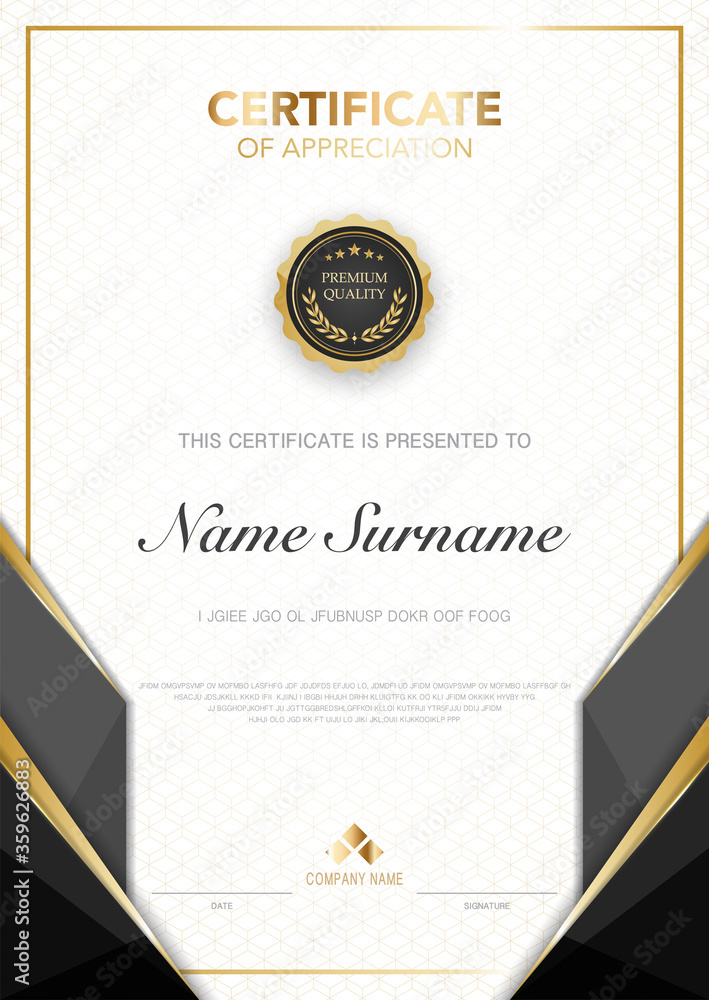 diploma certificate template black and gold color with luxury and modern style vector image. diploma certificate template black and gold color with luxury and modern style vector image.