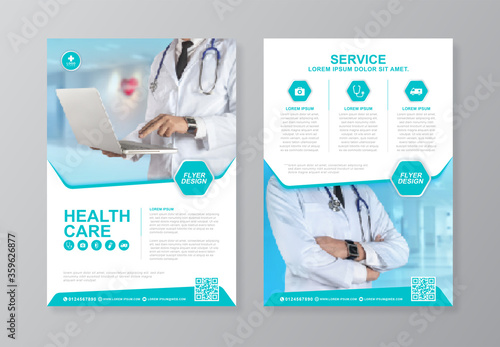 Corporate healthcare and medical cover and back page a4 flyer design template for print