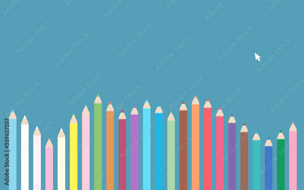 Obraz premium コピースペースのあいた色鉛筆のグラフィック素材のベクターイラスト