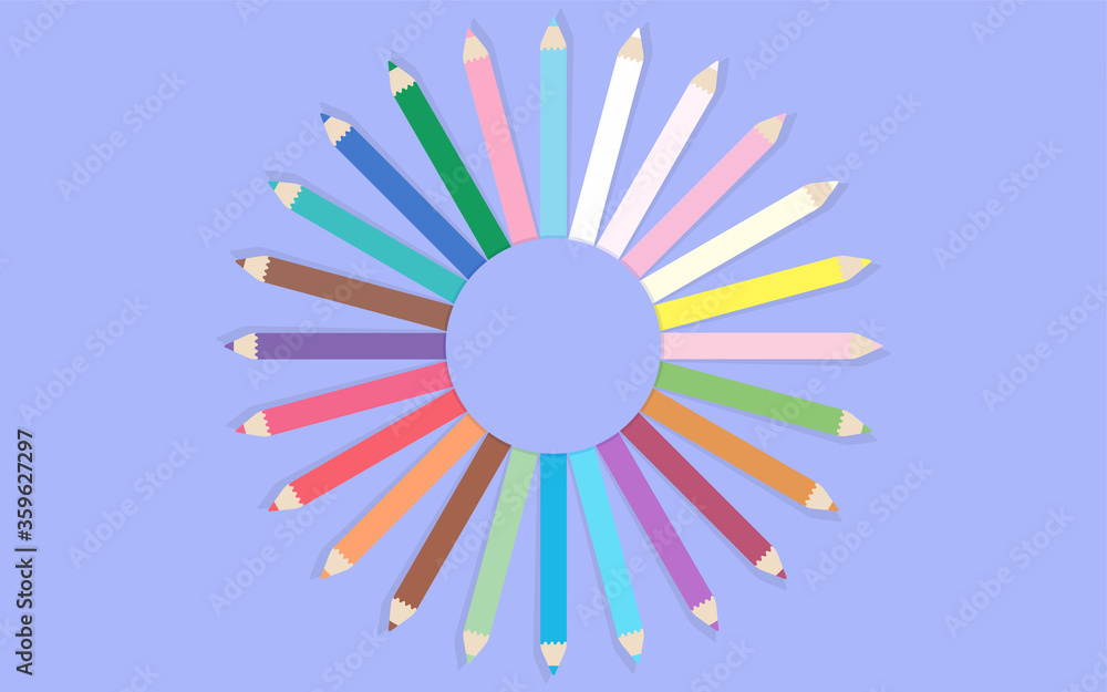 Obraz premium コピースペースのあいた色鉛筆のグラフィック素材のベクターイラスト