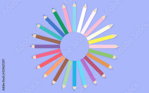 コピースペースのあいた色鉛筆のグラフィック素材のベクターイラスト