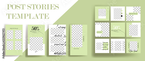Design backgrounds for social media banner.Set of instagram stories and post frame templates.Vector cover. Mockup for personal blog or shop.Layout for promotion.Endless square puzzle.	
