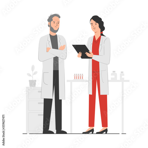 Doctors discussing diagnosis at hospital laboratory
