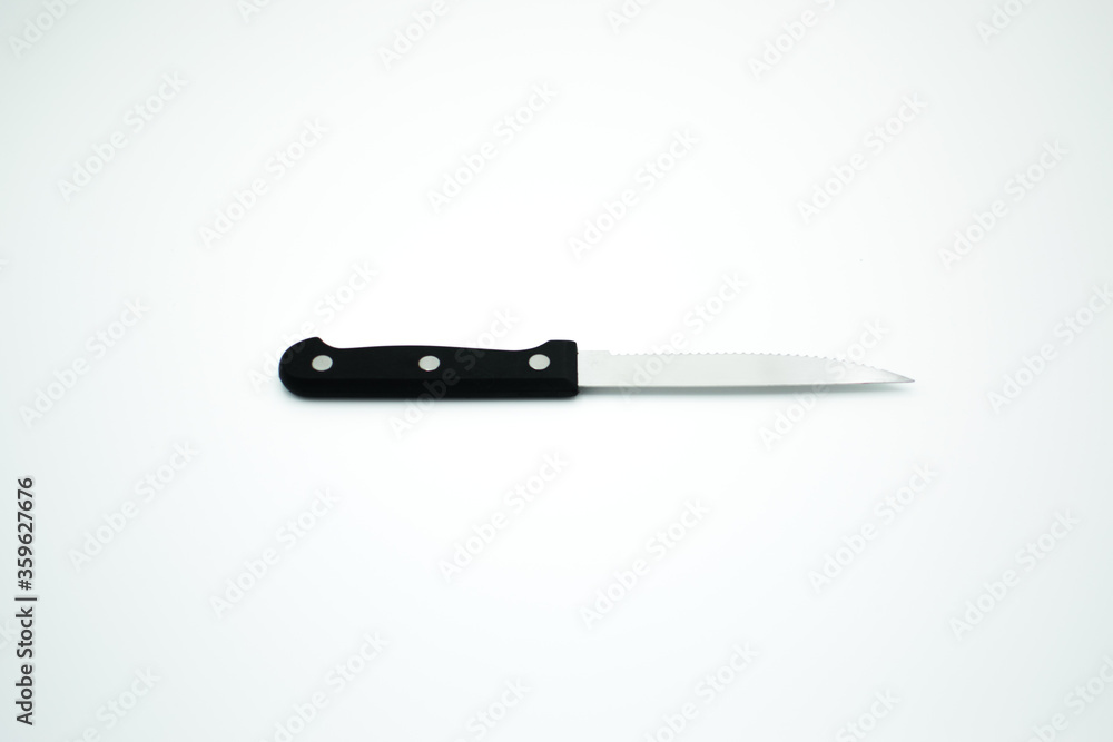 knife with black handle in a white background knife with black handle in a white background
