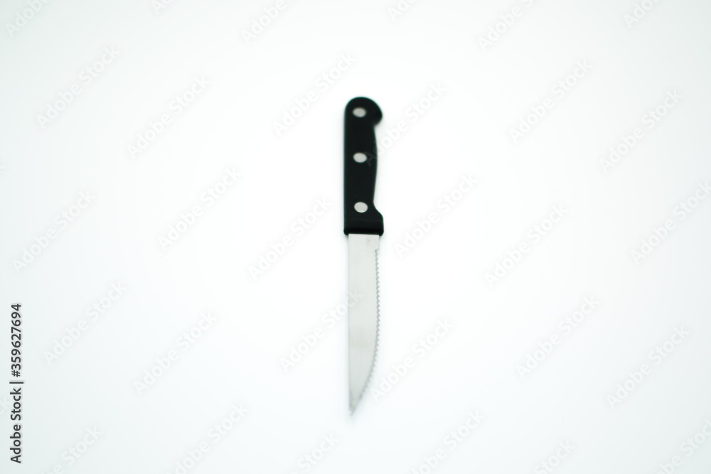 knife with black handle in a white background knife with black handle in a white background