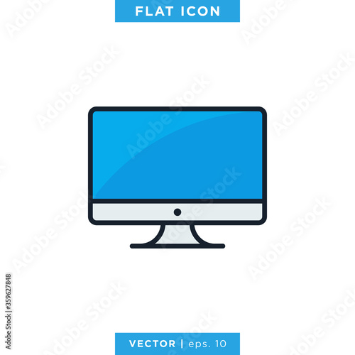 Desktop Monitor Icon Vector Design Template