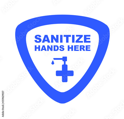sanitize hand here sign vector