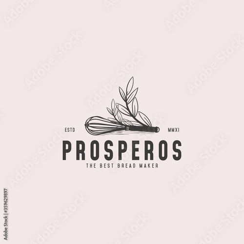 Balloon Whisk Vintage Logo Design for Bakery