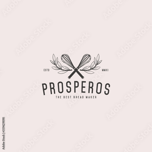Balloon Whisk Vintage Logo Design for Bakery