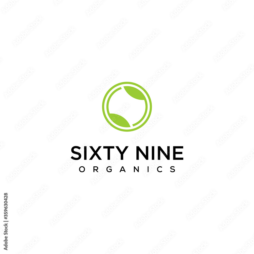 Creative Illustration modern sixty nine leaf sign geometric logo design template