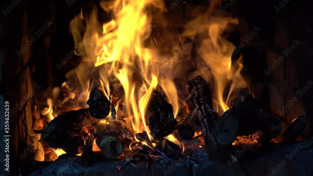 Wood combustion produces beautiful flame Wood combustion produces beautiful flame