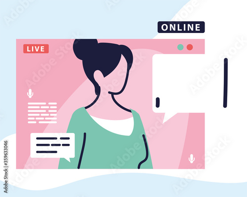 woman on the computer screen in a live broadcast