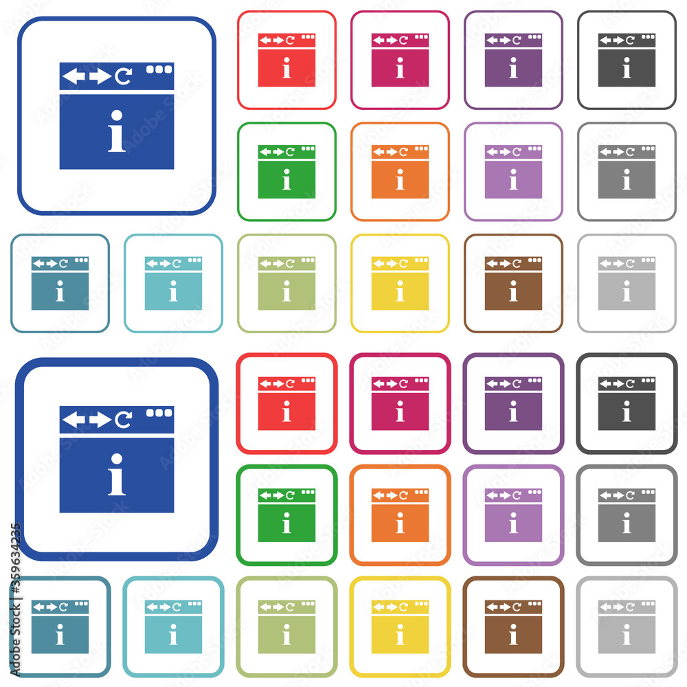 Browser info outlined flat color icons Browser info outlined flat color icons