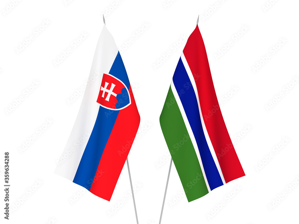 Republic of Gambia and Slovakia flags