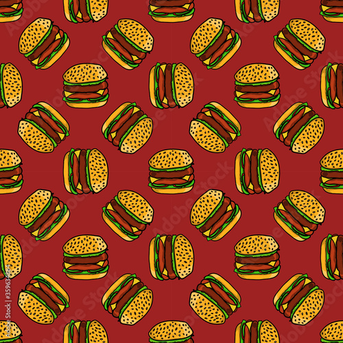 Vector seamless pattern with hamburger. Can be used for textile, website background, book cover, packaging.