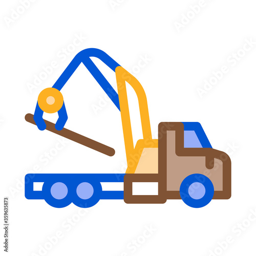 loading wood machine icon vector. loading wood machine sign. color symbol illustration