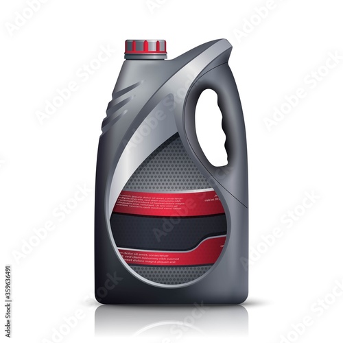 3d realistic vector icon Illustration of machine oil bottle.  Isolated on white background.