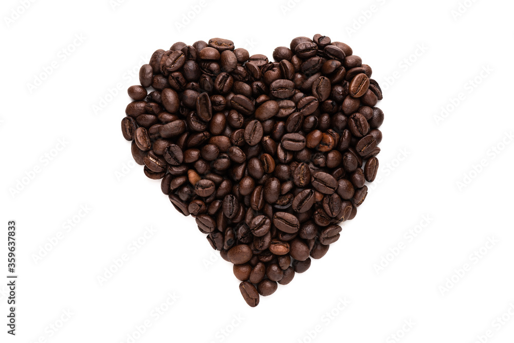heart coffee bean on white background heart coffee bean on white background