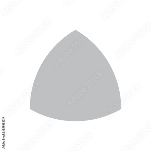 Grey Reuleaux triangle on white background. Triangle with constant width. Vector illustration. Reuleaux polygon. Curve of constant width