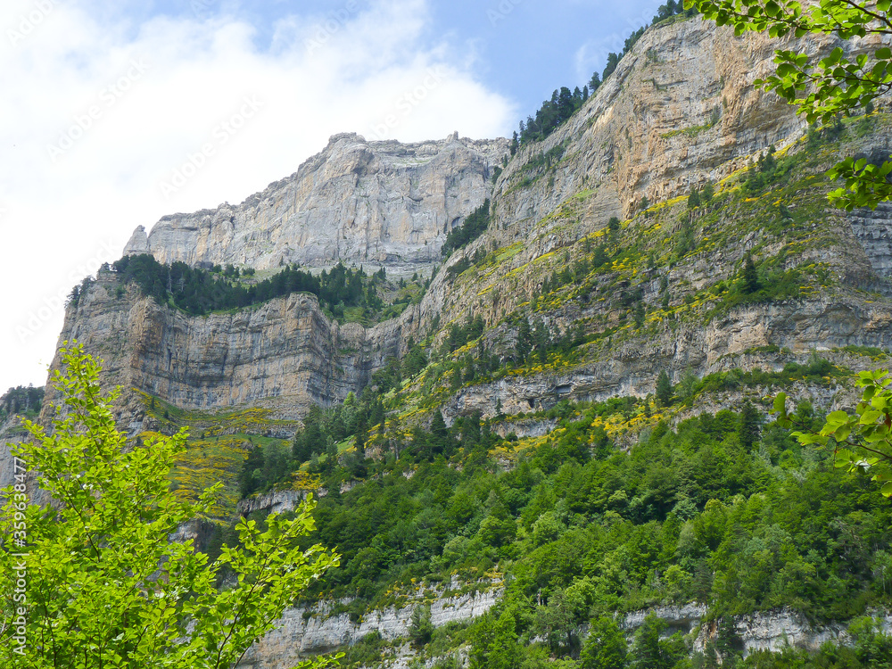 Huesca,Ordesa National Park, Spain,valley with its glacier. Huesca,Ordesa National Park, Spain,valley with its glacier.