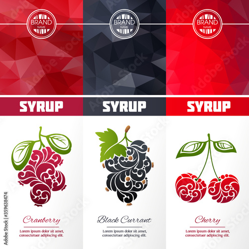 Vector set of templates packaging syrup