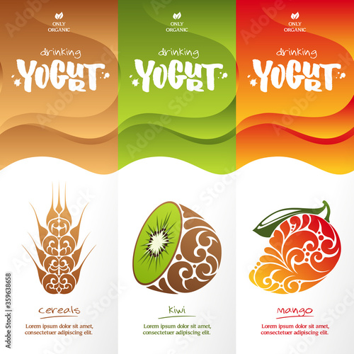 Vector set templates yogurt packaging