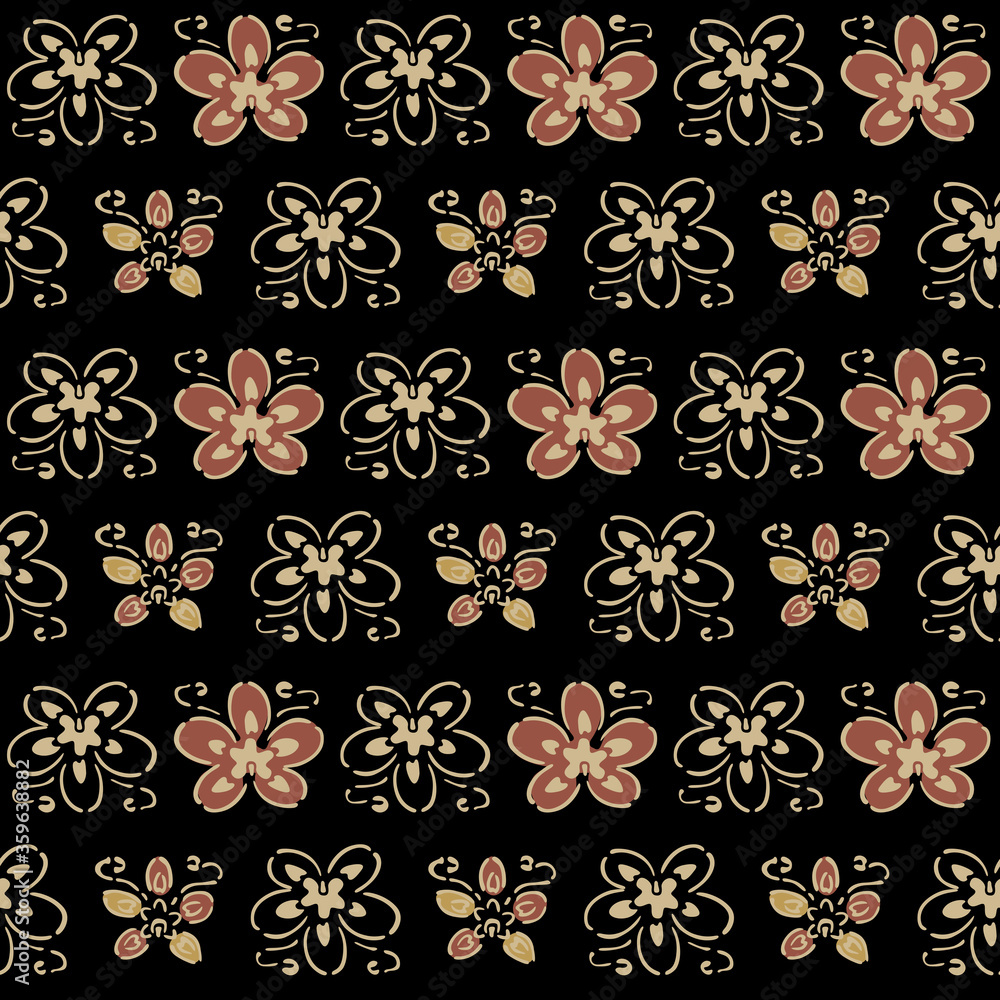 Japanese Handdrawn Flower Vector Seamless Pattern Japanese Handdrawn Flower Vector Seamless Pattern