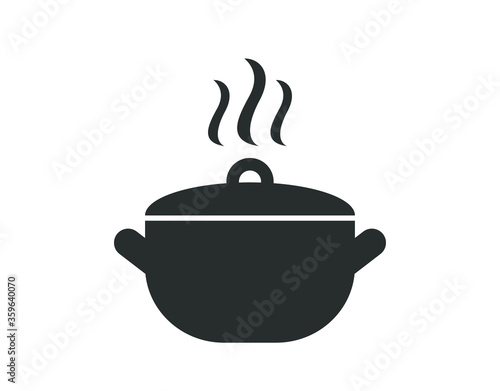 Pan icon. Pot icon. Cooking in pot . Cook icon.  Soup pot icon. 
