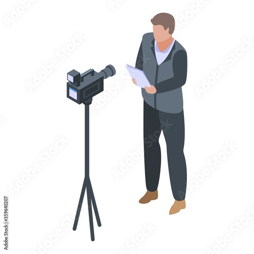 Tv reporter icon. Isometric of tv reporter vector icon for web design isolated on white background