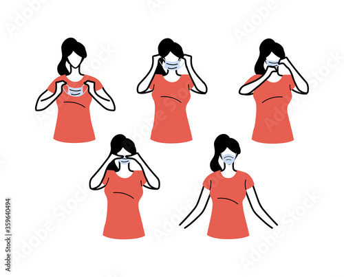 how to wear a mask correct, women presenting the correct method of wearing a medical mask
