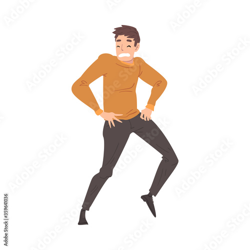 Scared and Panicked Young Man, Anxiety or Panic Attack, Shocked, Scared, Terrified or Depressed Person Vector Illustration